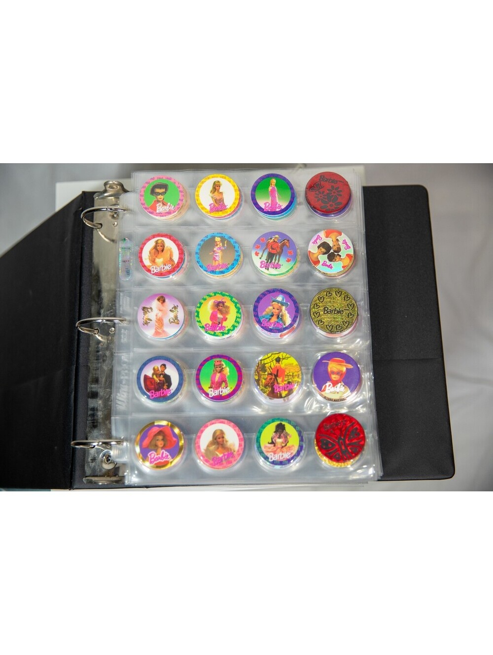 MASSIVE Barbie Vintage POG Collection - 300+ Pogs - 15 pages of Barbie Pogs 1995